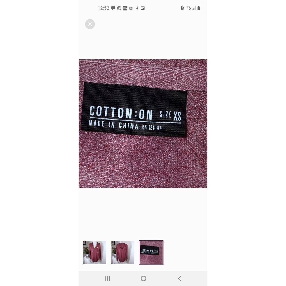 COTTON ON BRICK HOODIE SZ.XS EUC - Picture 3 of 3